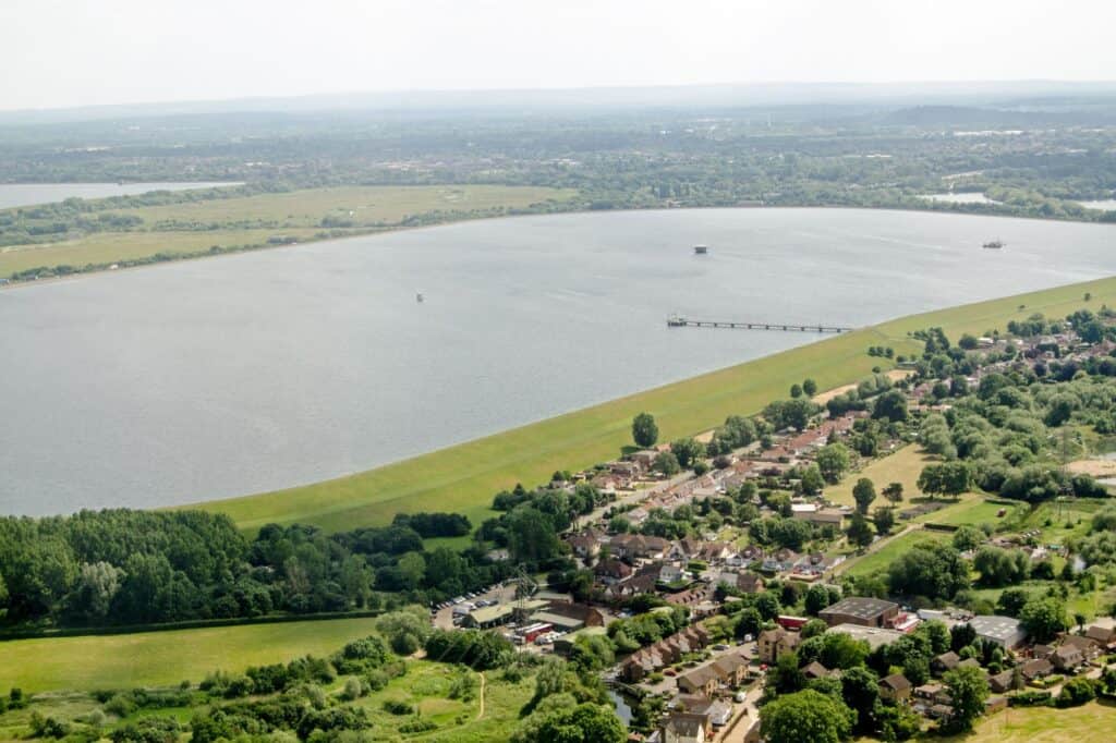 Aerial view of the reservoir in Slough