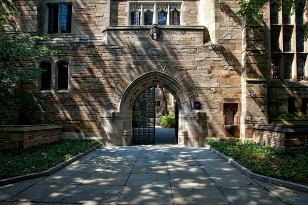 An entrance to a school building