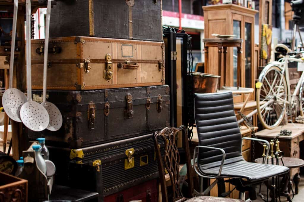 Vintage items displayed in a store